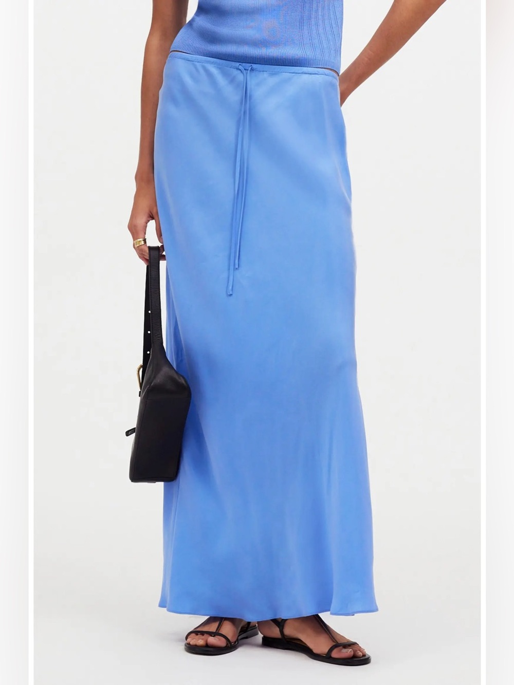 Light Blue Satin Maxi Skirt